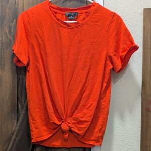 Sanctuary Red Knot-Front Short Sleeve Tee